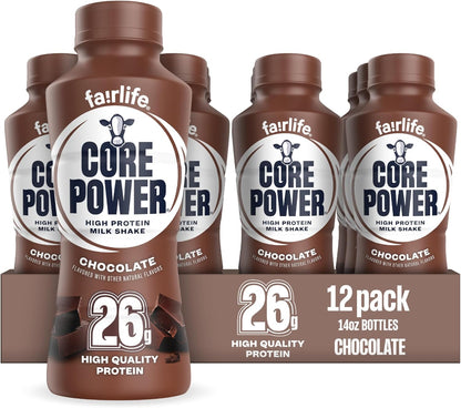 Core Power chocolate ready to drink protein milk shake bottle