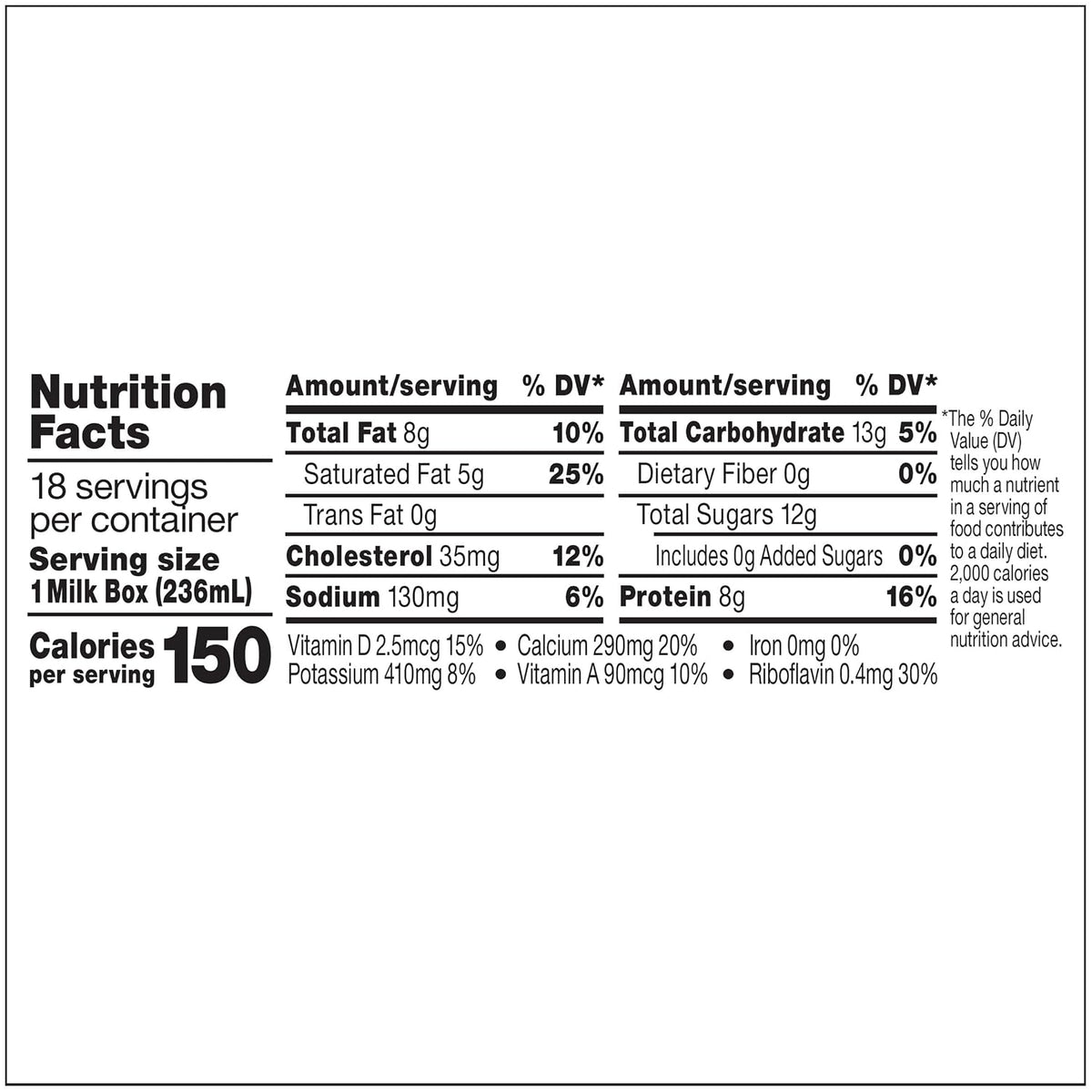 USDA organic shelf stable whole milk cartons