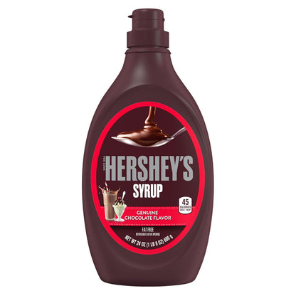 Chocolate dessert syrup topping in classic bottle