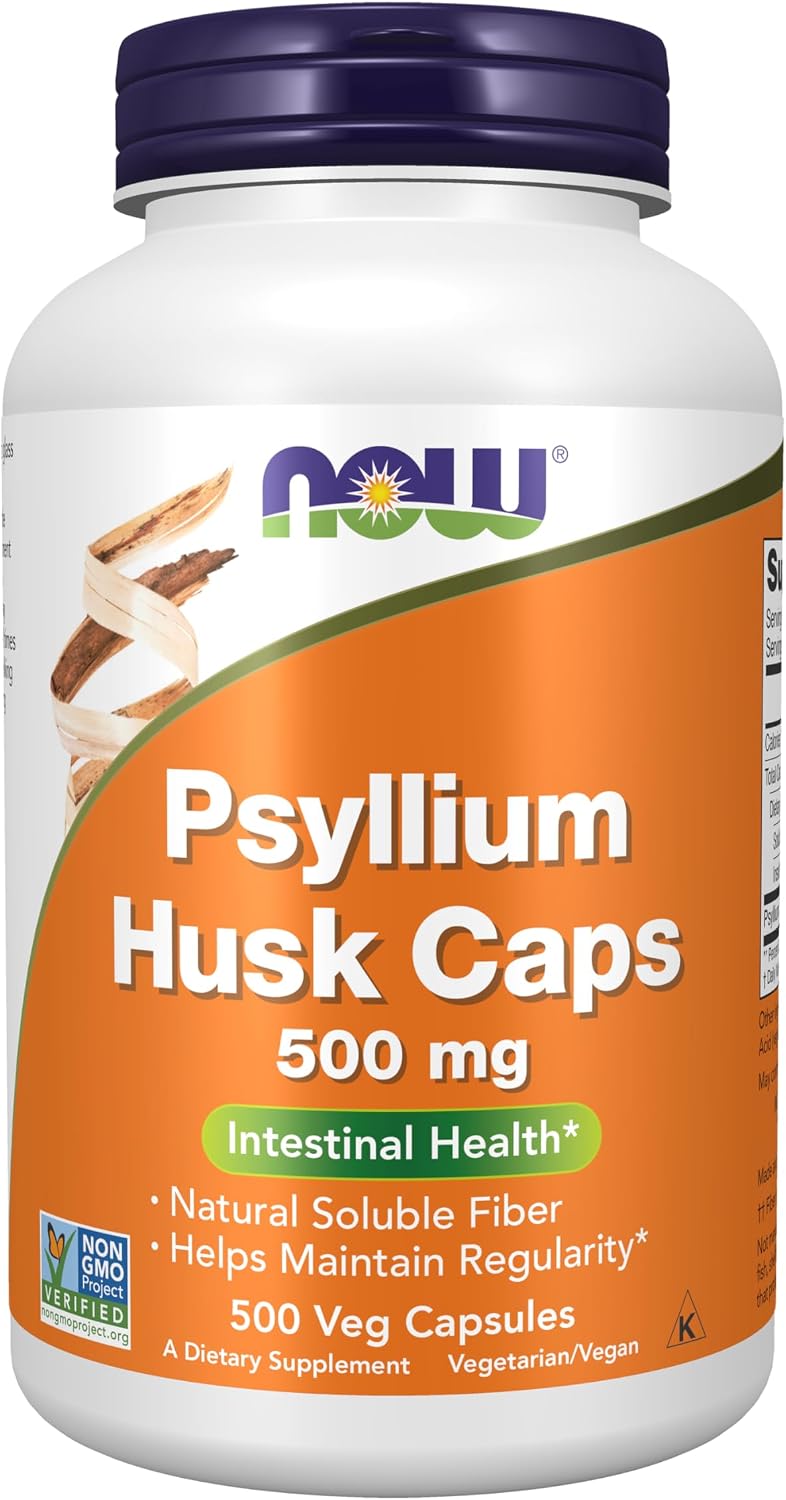 NOW psyllium husk capsules 500 veg caps supplement