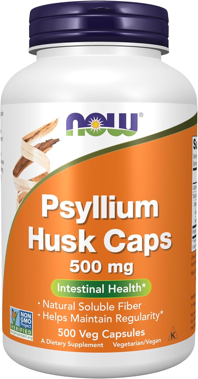 NOW Foods psyllium husk caps 500mg bottle front