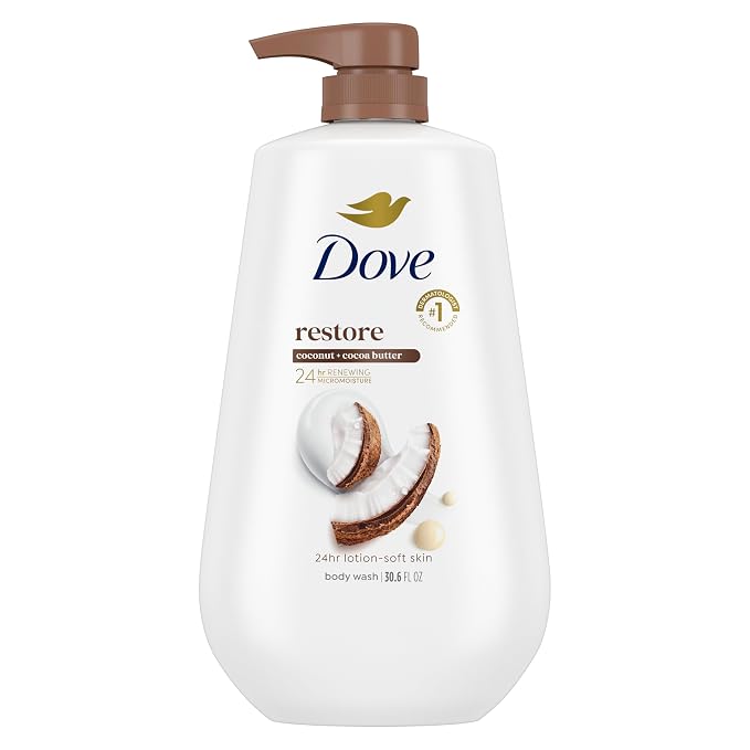 Dove Restore Coconut and Cocoa Butter body wash pump bottle