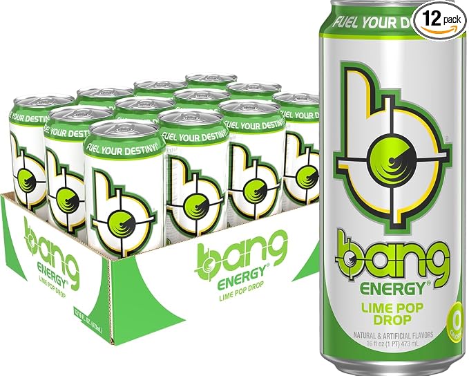 BANG Lime Pop Drop energy drink 12-pack