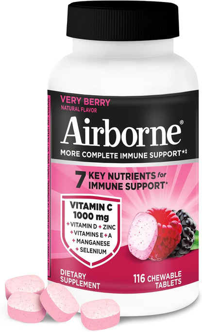 Airborne chewable Vitamin C tablets Very Berry flavor