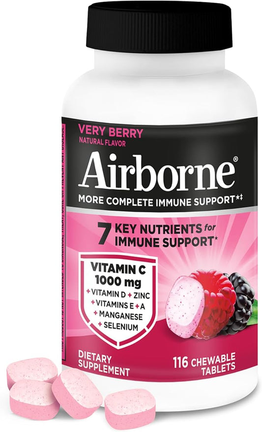 Airborne Very Berry Chewable Tablets 116 count bottle