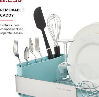 KitchenAid countertop dish rack with self-draining design