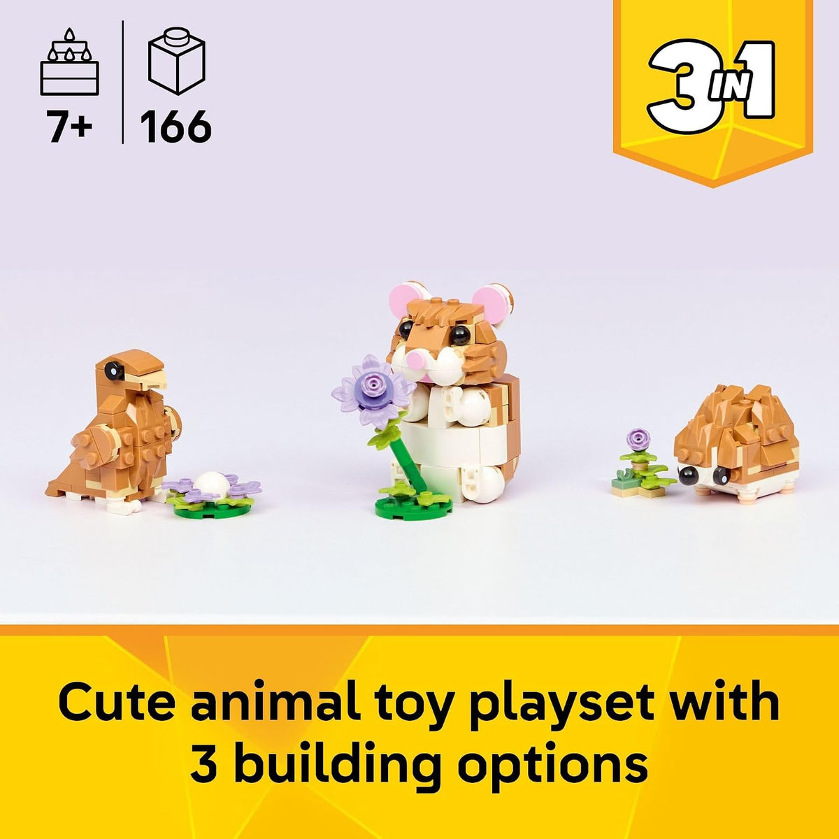 LEGO Creator hamster with purple flower model