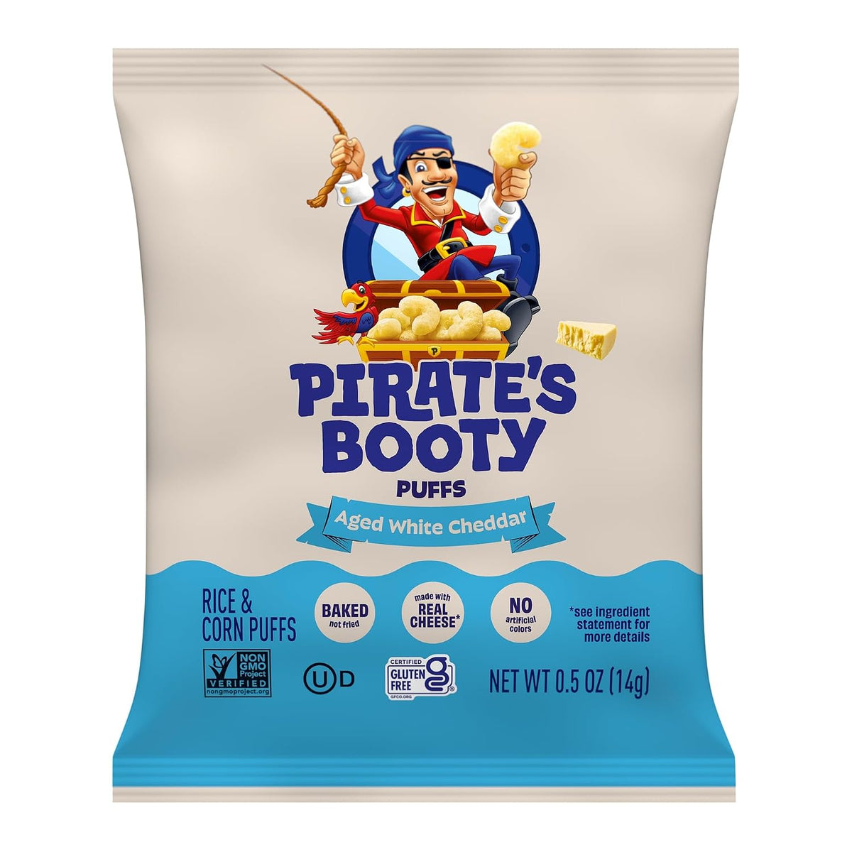 Gluten free ingredient cheddar puff snack bags