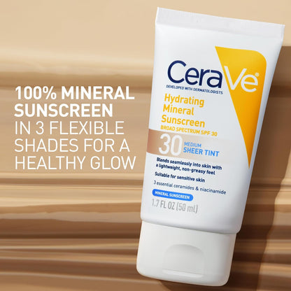 CeraVe medium tinted mineral sunscreen with ceramides