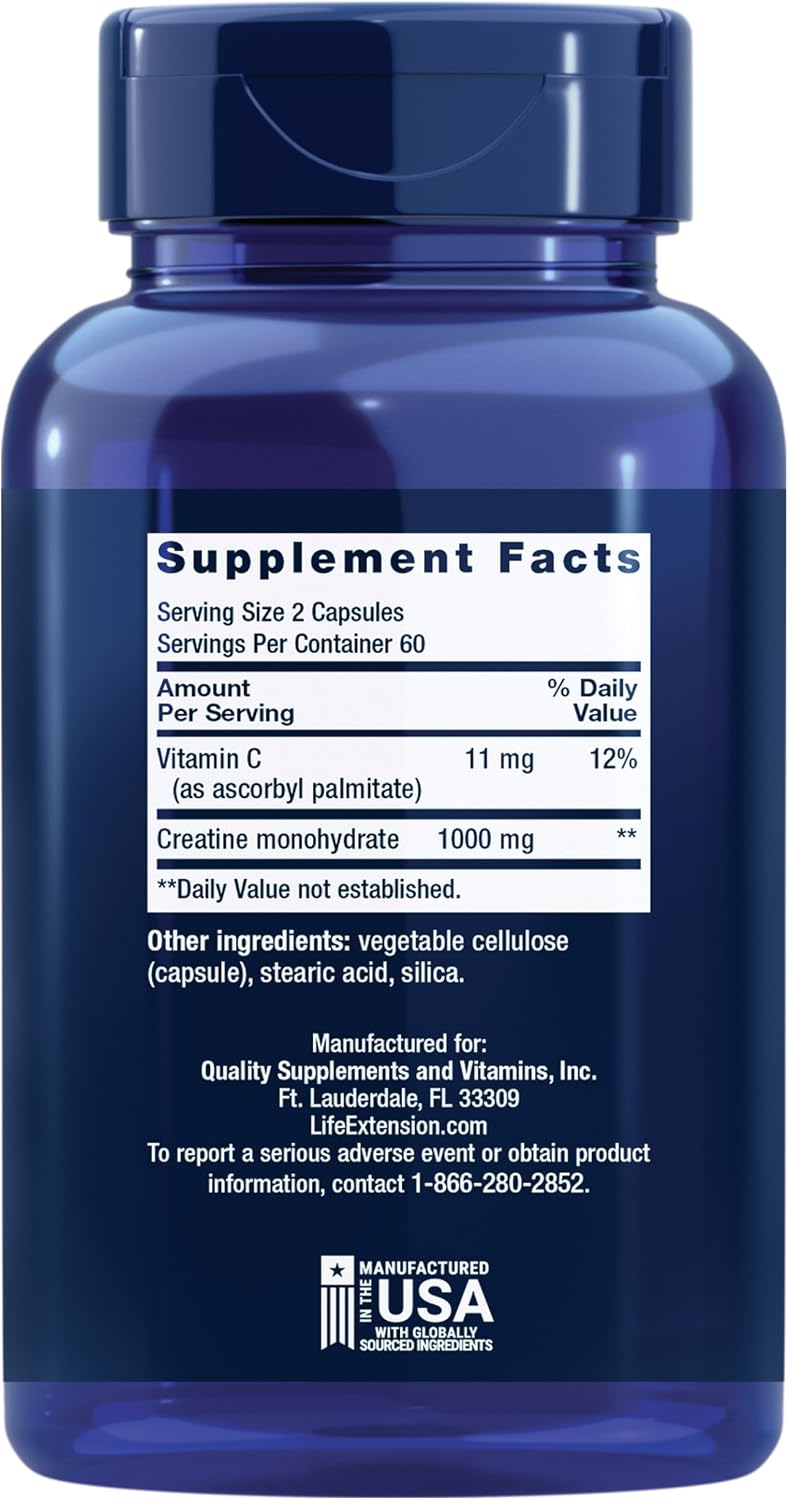Life Extension creatine supplement front label