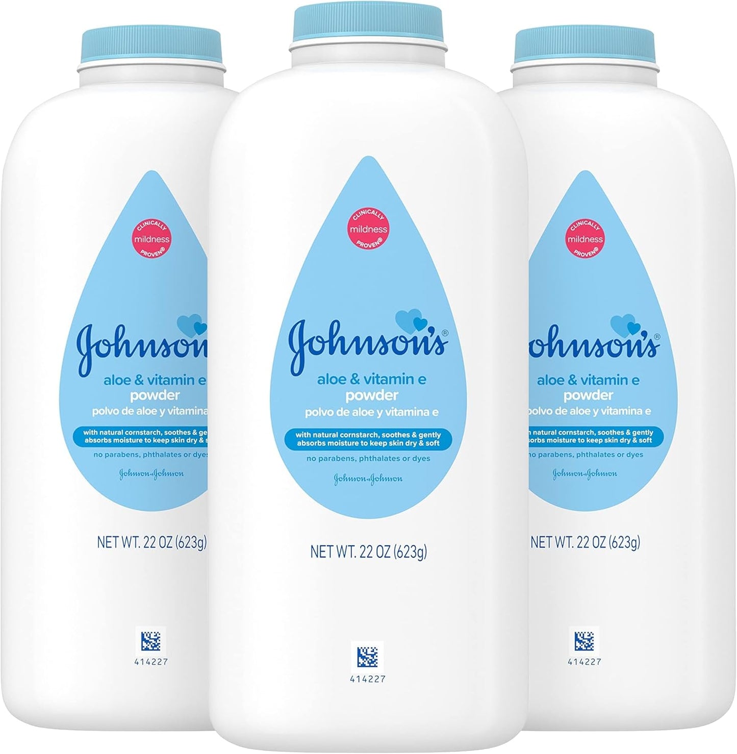 Johnson's Baby Cornstarch Baby Powder with Aloe and Vitamin E for Delicate Skin, Hypoallergenic, No Addded Parabens, and Dyes for Gentle Baby Skin Care, Baby Essentials, 1.5 oz