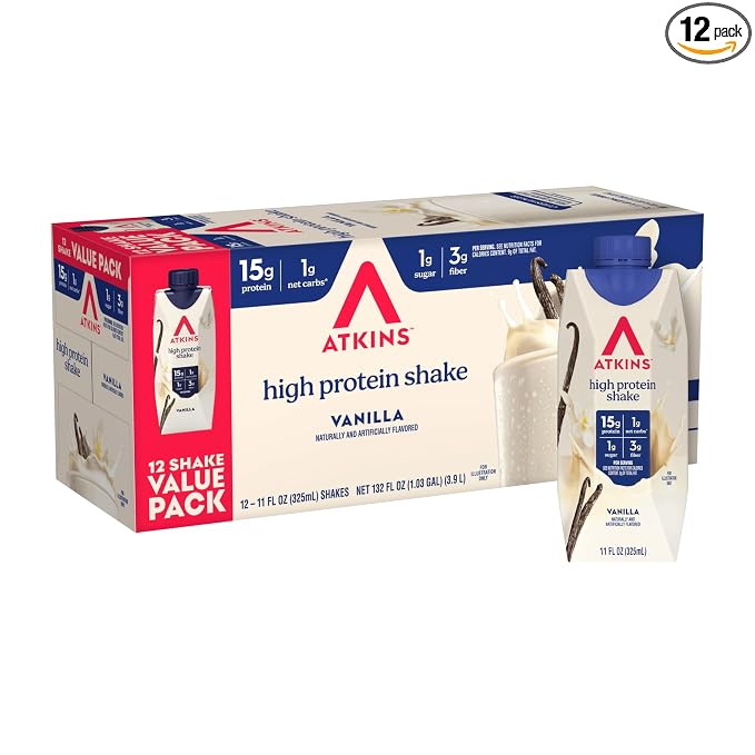 Atkins Vanilla High Protein Shake 12 count pack