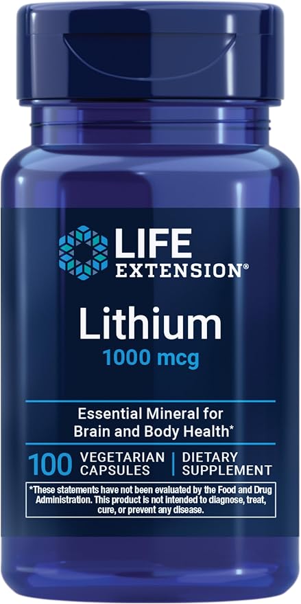 Life Extension Lithium 1000 mcg supplement bottle