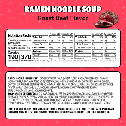 Maruchan roast beef noodle soup in 3 oz packs