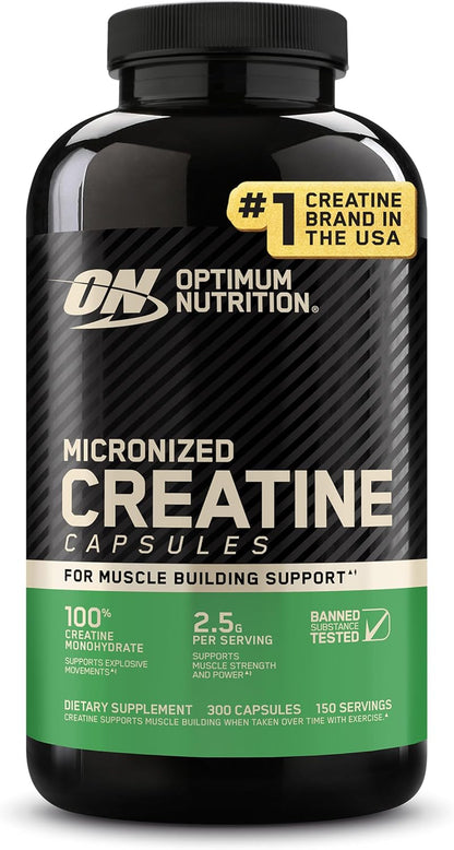 Optimum Nutrition creatine capsules bottle front label