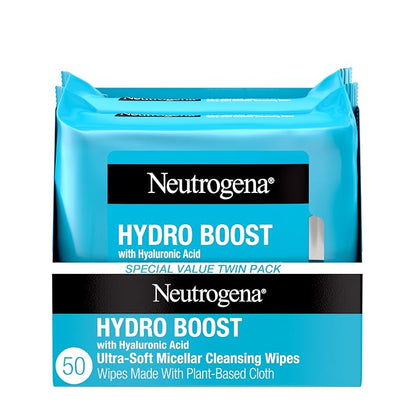 Neutrogena Hydro Boost cleansing wipes makeup remover 25 count