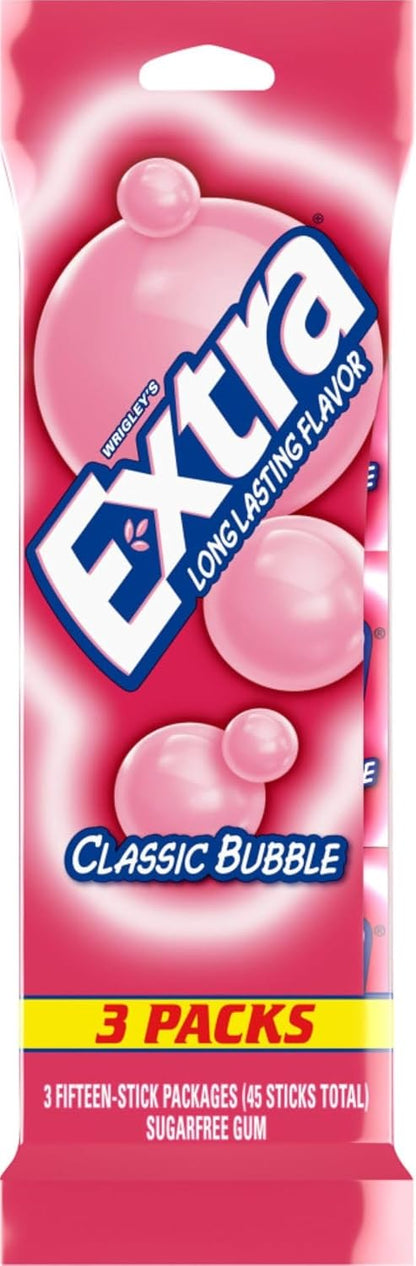 EXTRA Classic Bubble Gum in a 3-pack