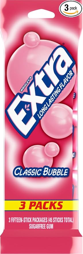 WRIGLEY'S EXTRA Classic Bubble Gum sugar-free chewing gum