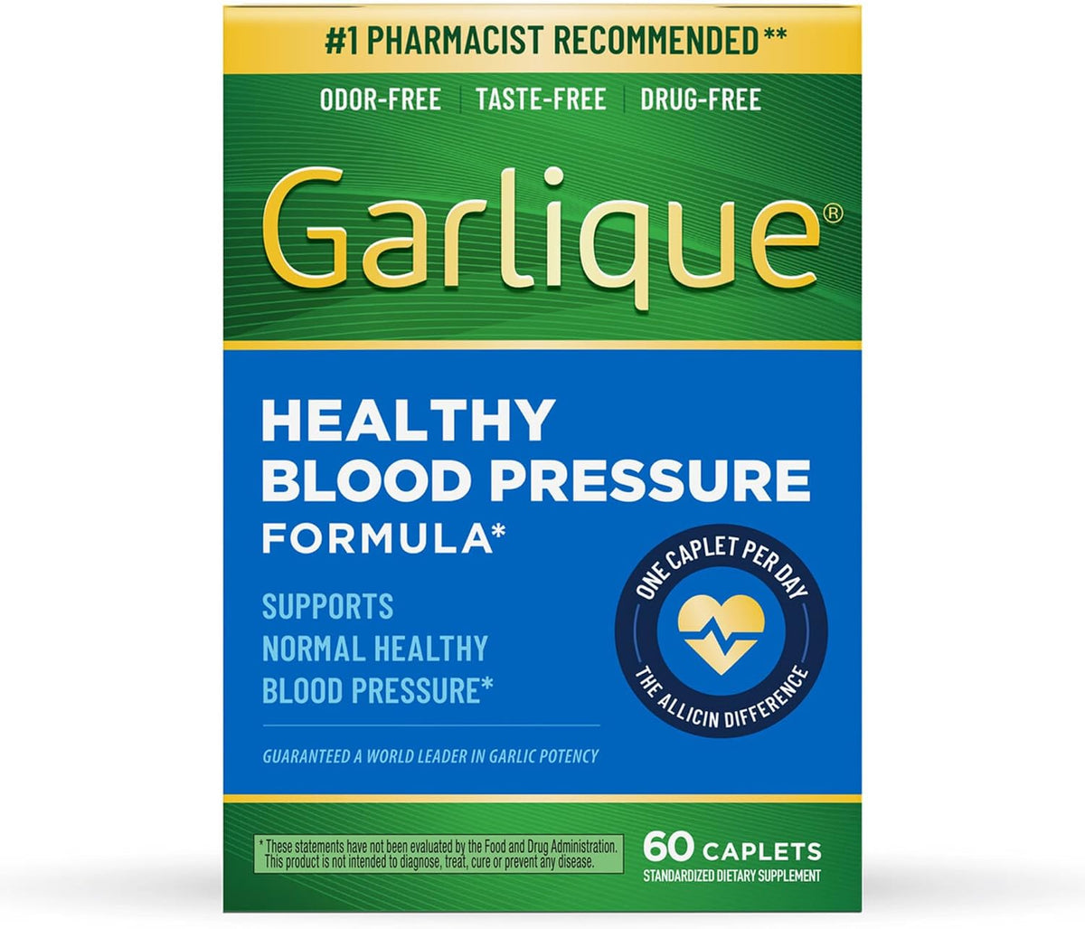 Odorless vegan garlic supplement for healthy blood pressure