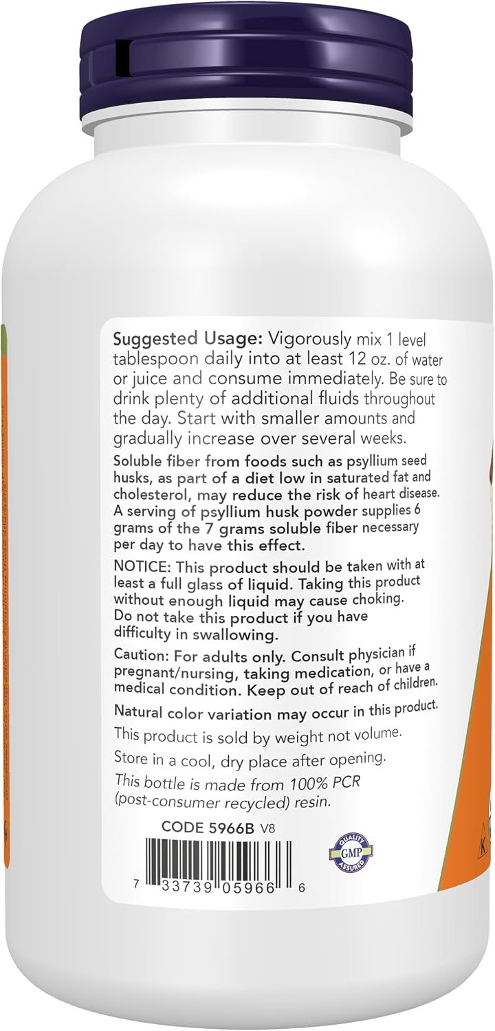 NOW whole husk powder dietary fiber supplement