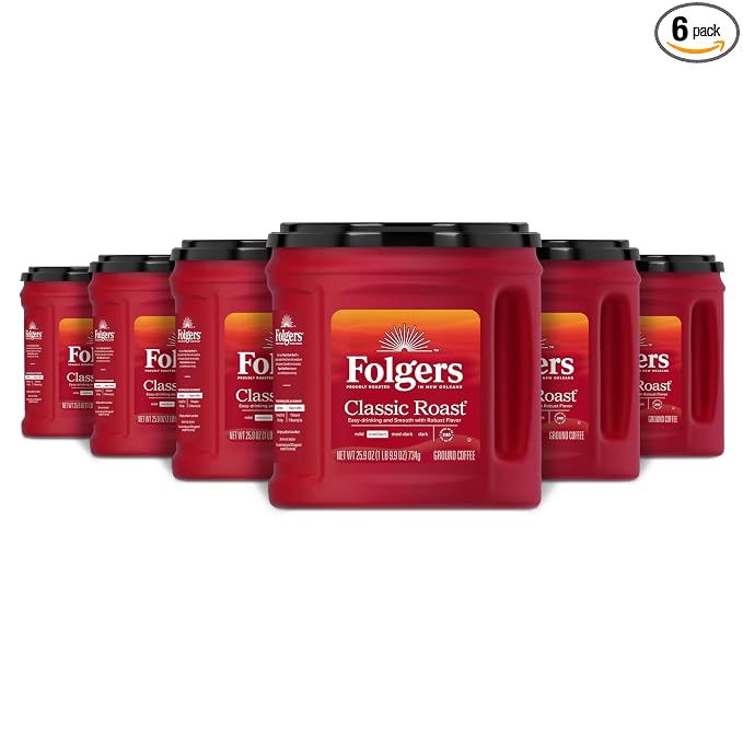 Folgers Classic Roast ground coffee 6 pack