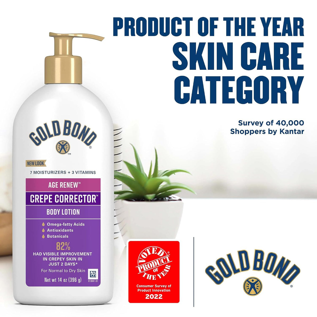 Dermatologist-tested Gold Bond body lotion for crepey skin