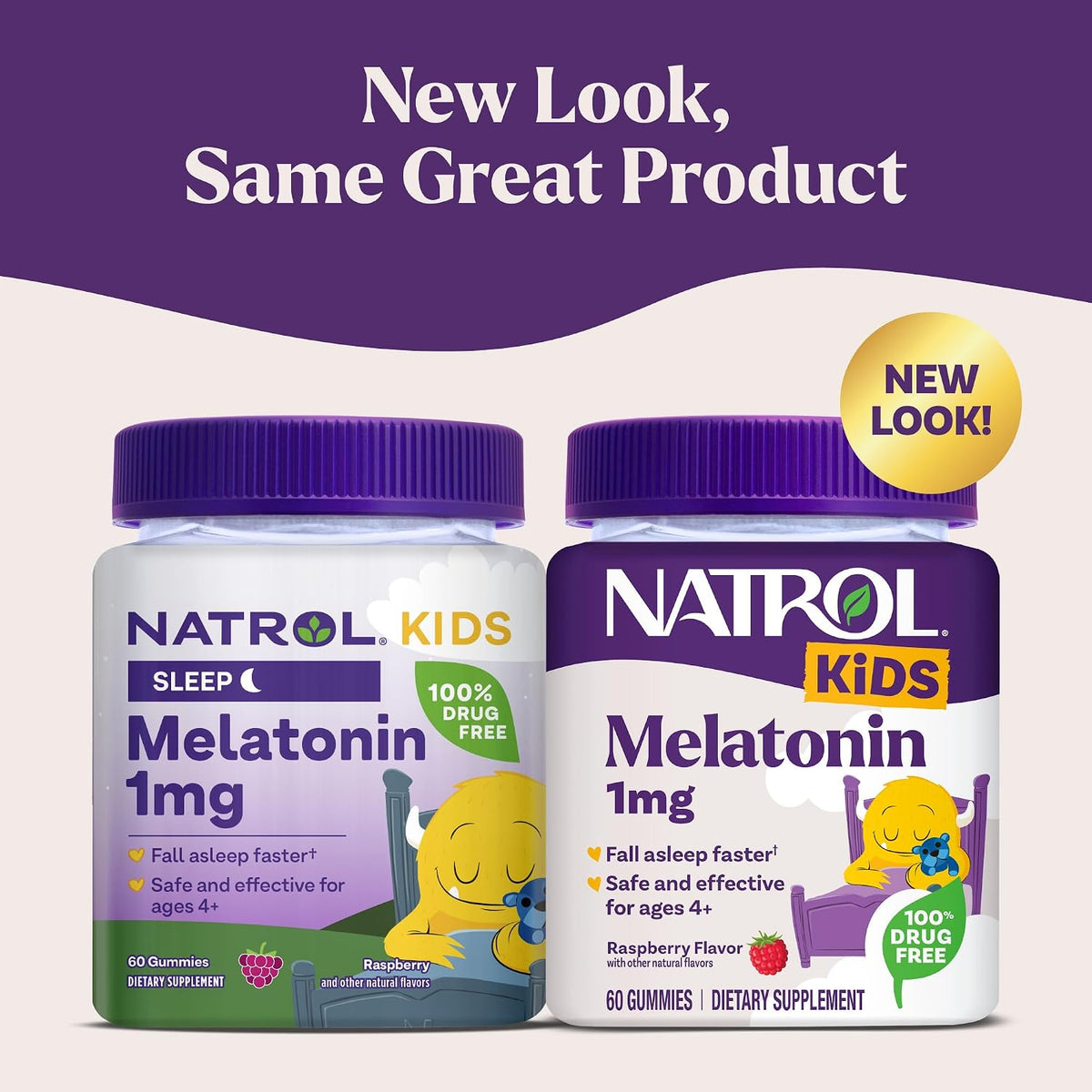 Raspberry melatonin gummies for children ages 4 and up