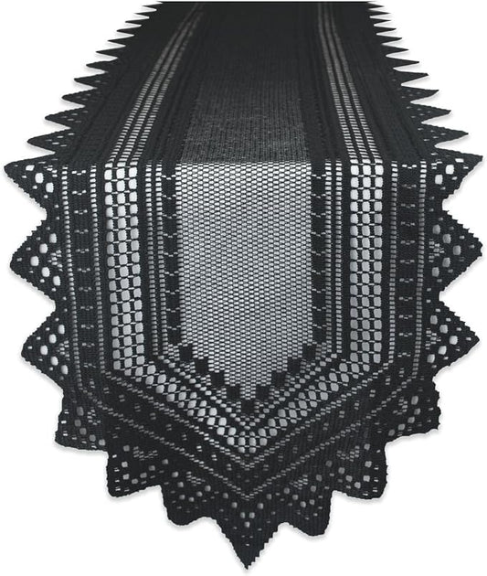 DII Halloween black lace table runner