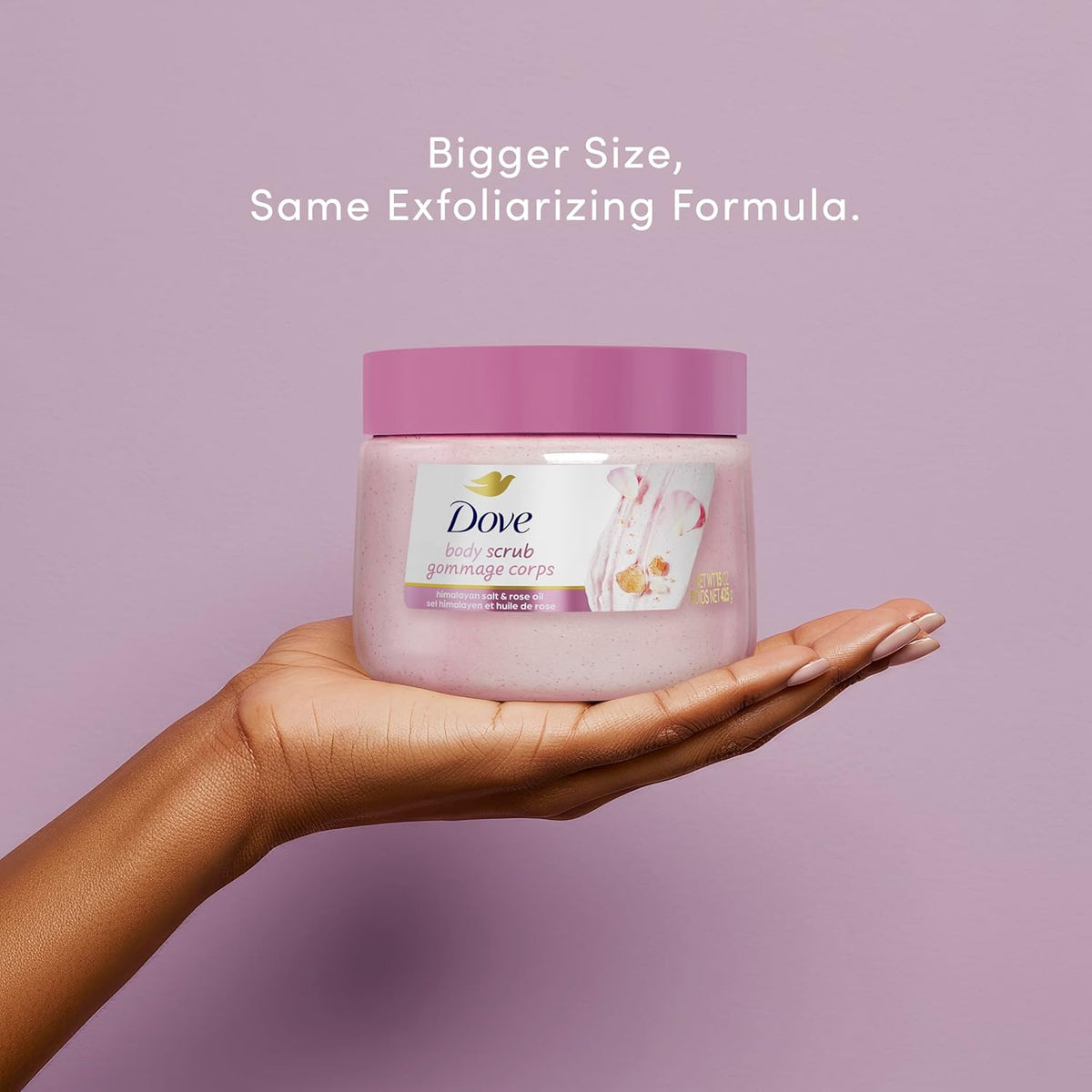 Dove Himalayan Salt & Rose Oil scrub for body care