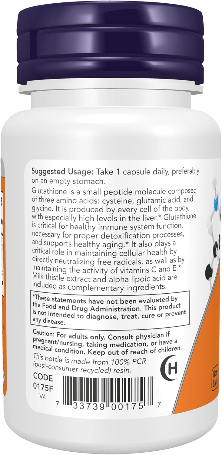 NOW Supplements 500 mg glutathione veg caps