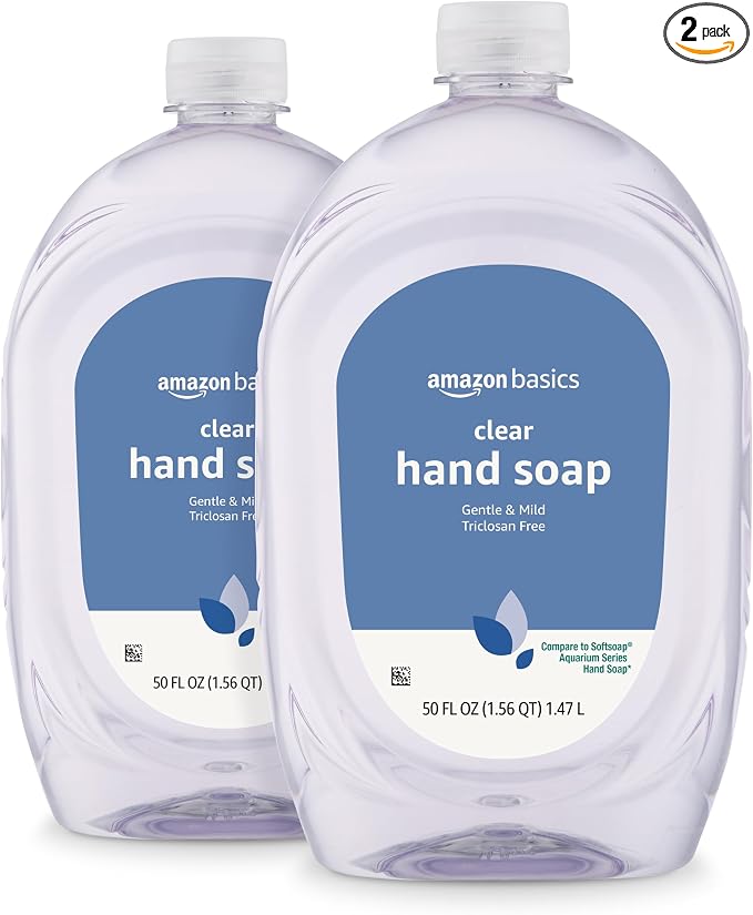Amazon Basics clear liquid hand soap refill 2 pack
