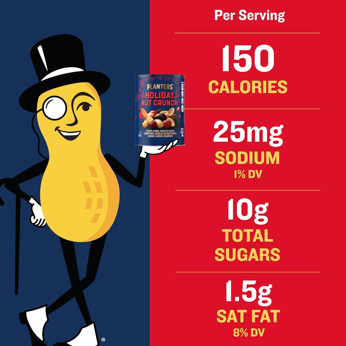Resealable PLANTERS mixed nuts snack can