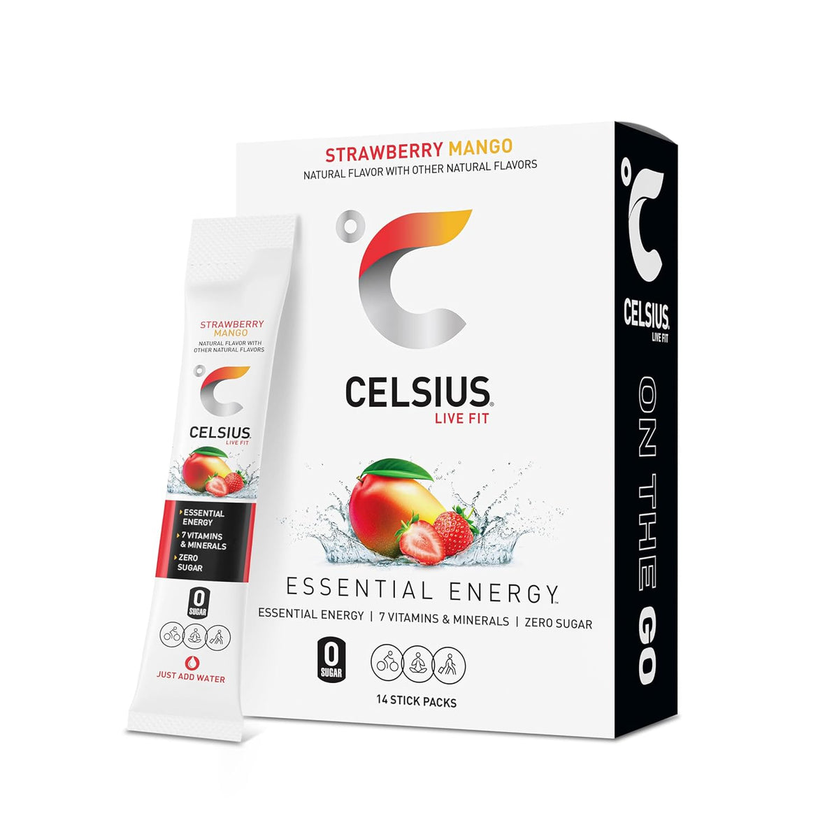 CELSIUS On The Go Strawberry Mango powder sticks pack