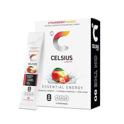 CELSIUS Strawberry Mango sugar free energy drink mix box