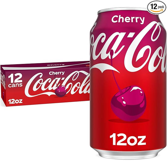 Coca-Cola Cherry Soda Soft Drink Cans 12 pack