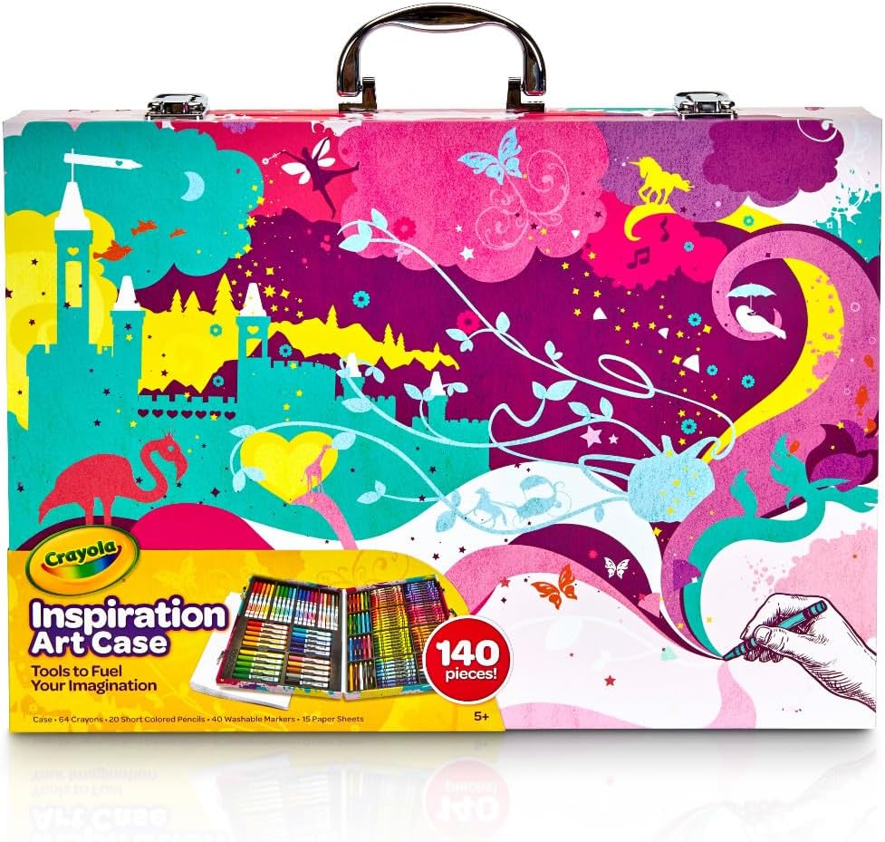 Crayola tie-dye drawing kit with markers, pencils, and crayons