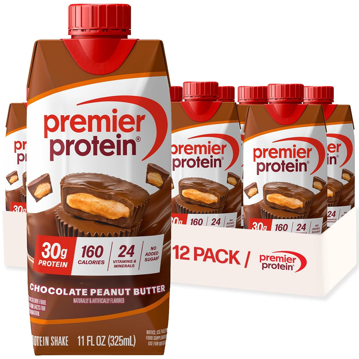Premier Protein high protein shake Chocolate Peanut Butter carton