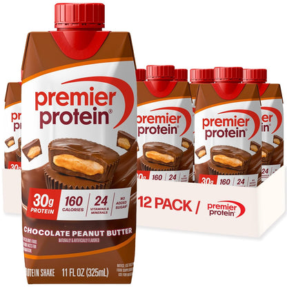 Premier Protein high protein shake Chocolate Peanut Butter carton