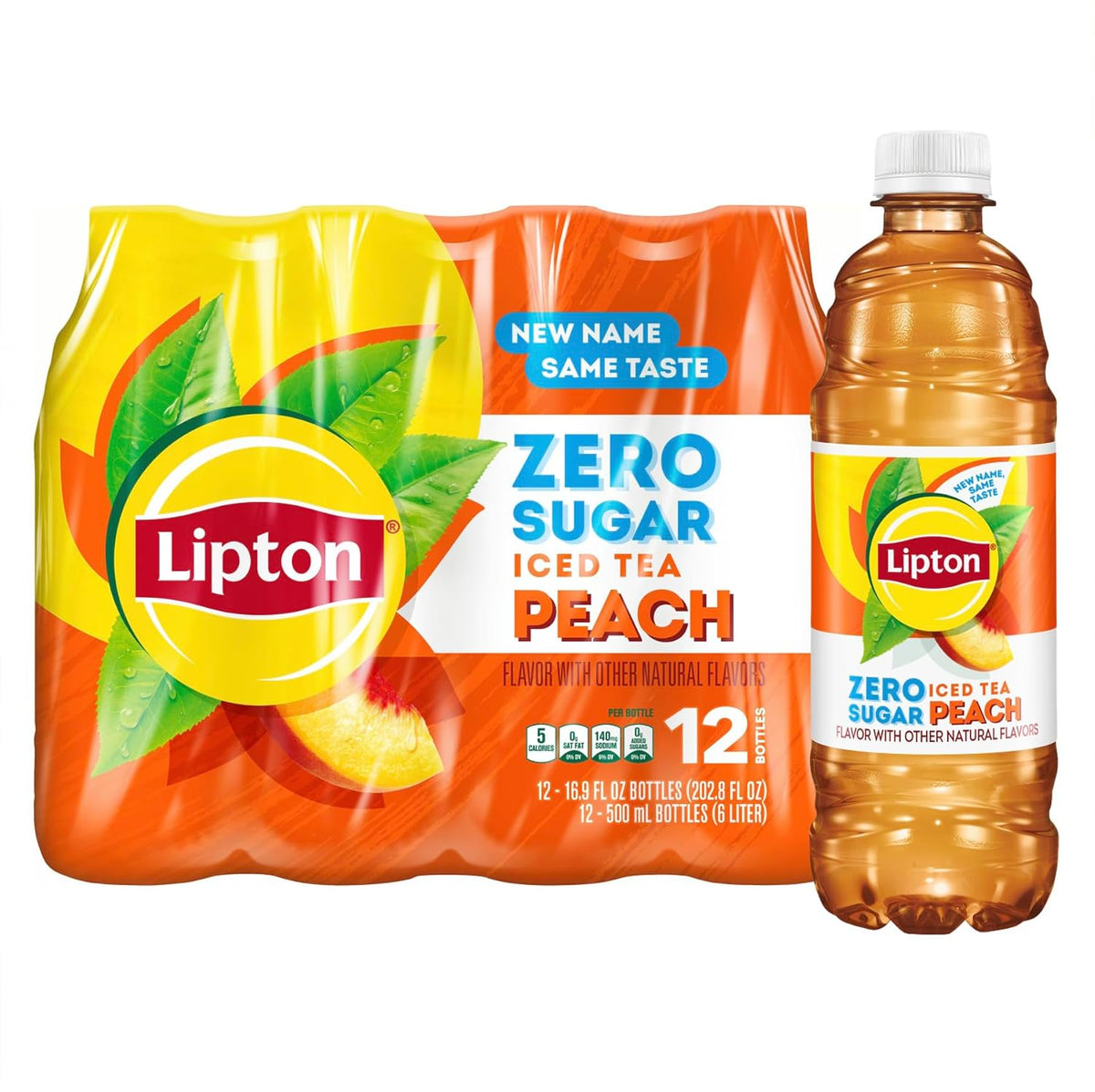 Lipton peach zero sugar iced tea bottles