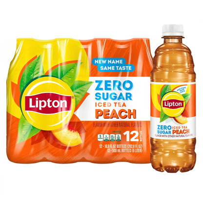 Lipton peach zero sugar iced tea bottles
