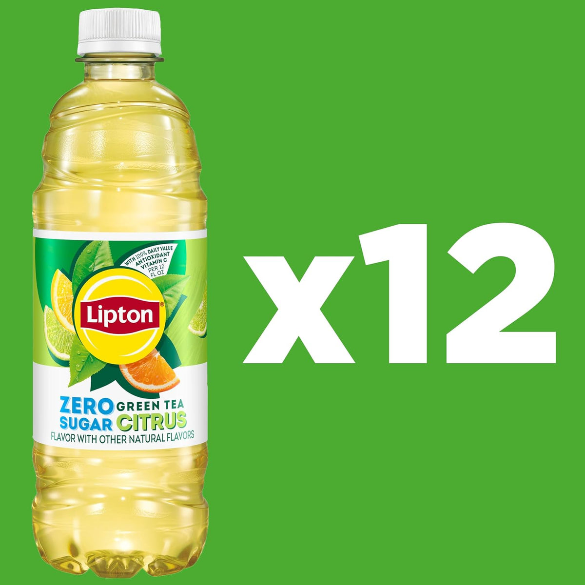 Zero sugar citrus green tea beverage by Lipton