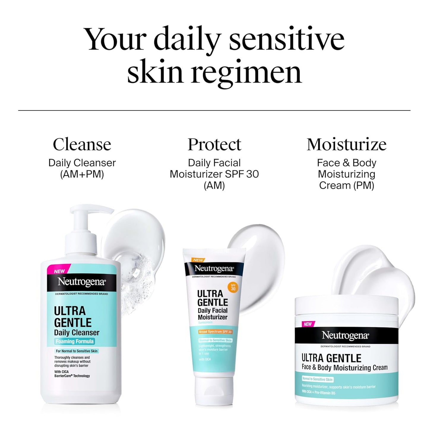 Neutrogena Ultra Gentle Foaming Facial Cleanser, Fragrance Free Hydrating Face Wash for Sensitive Skin, Daily Non Over Drying Makeup Remover, Hypoallergenic, Soap & Dye Free, Non-Comedogenic, 16 Fl Oz