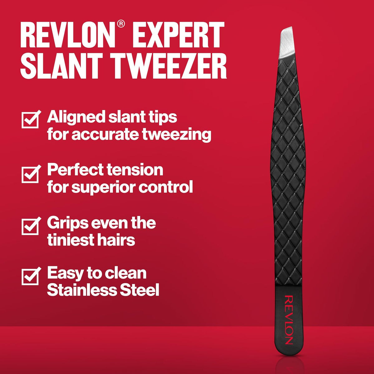 Professional-level slant tweezer with aligned tips