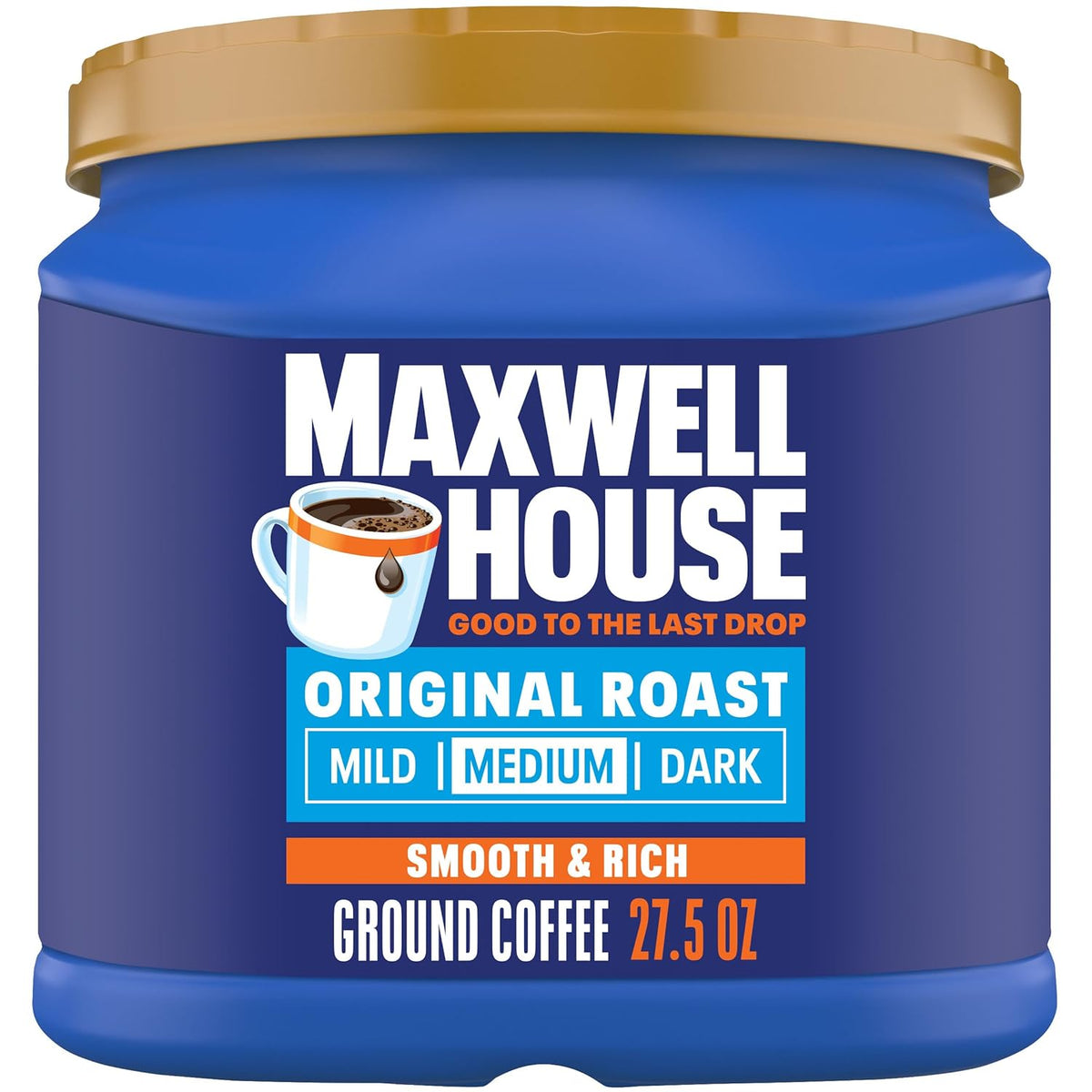 Maxwell House medium roast ground coffee canister