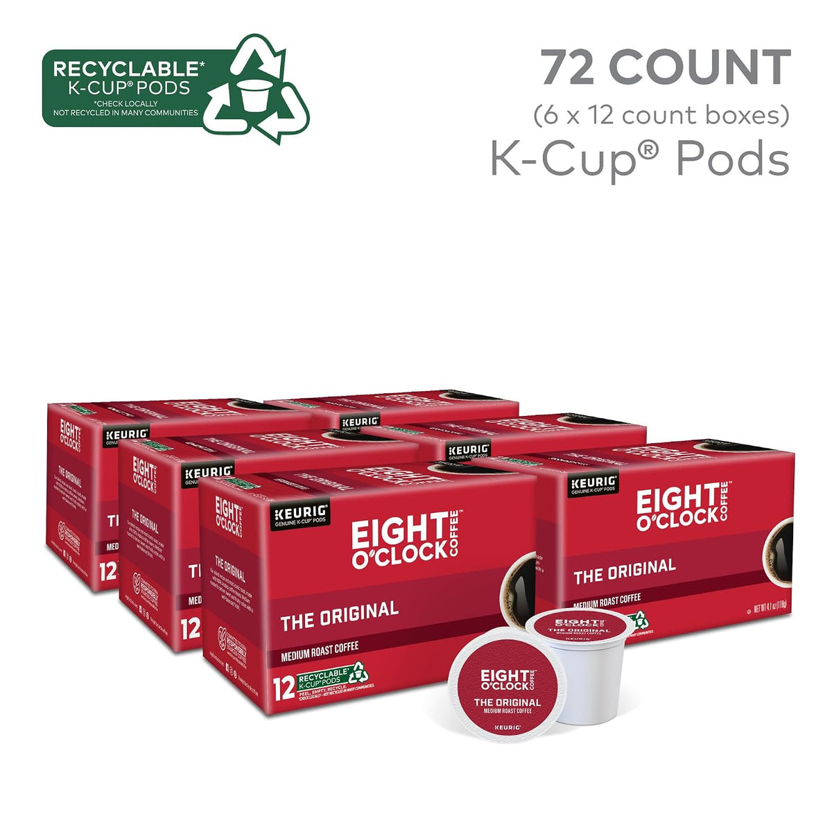 Medium roast 100% Arabica coffee pods by Eight O'Clock Coffee