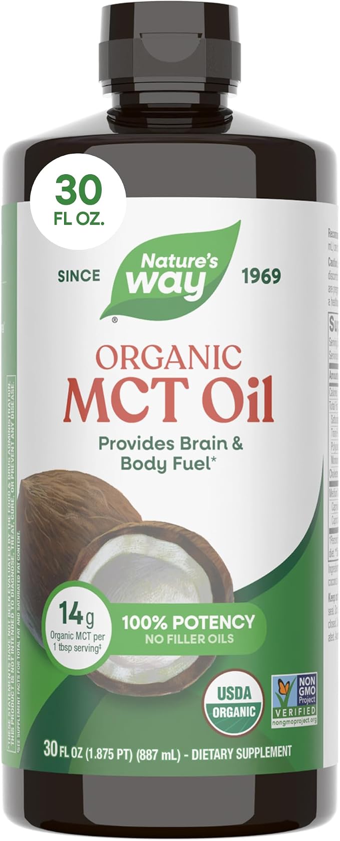 Nature's Way Organic MCT Oil 30 fl oz bottle