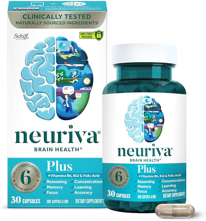 NEURIVA Plus brain support capsules 30 count bottle