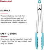 Aqua Sky KitchenAid tongs for safe cookware use