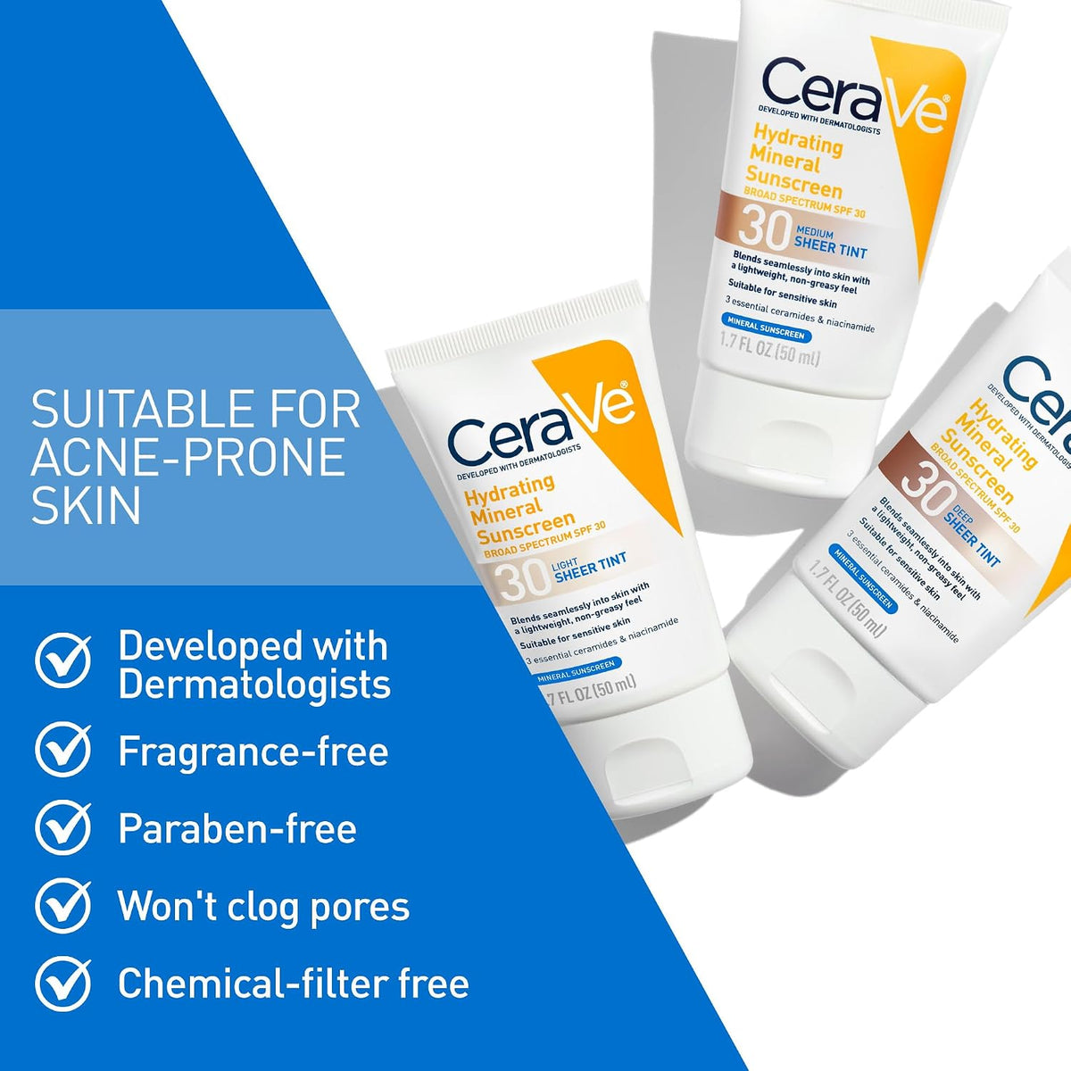 CeraVe non-greasy tinted sunscreen for daily face care