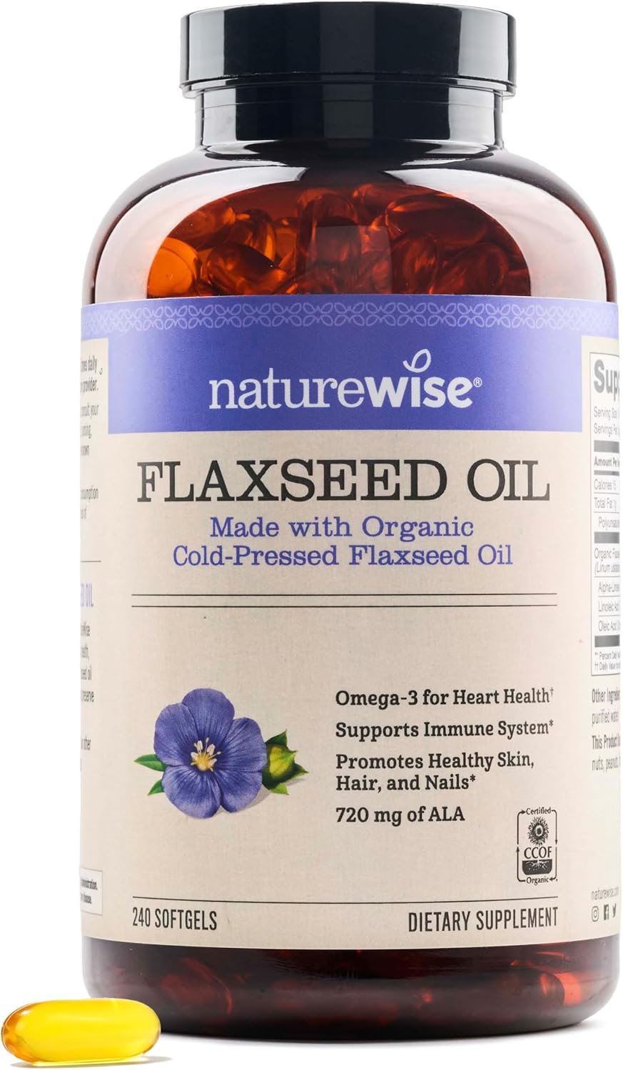 Organic fish-free omega 3 6 9 flaxseed oil softgels
